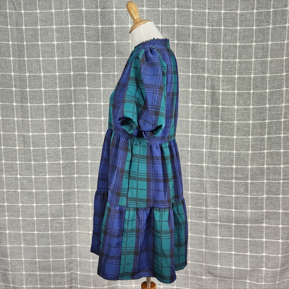 Sugarlips Hudson Plaid Jacey Babydoll Eyelet Mini Dress - Picture 5 of 9